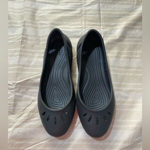 Black Croc Flats